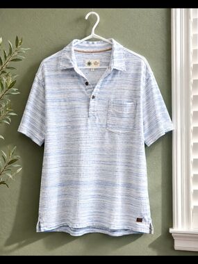 The Territory Ahead Light Blue Striped Polo Shirt